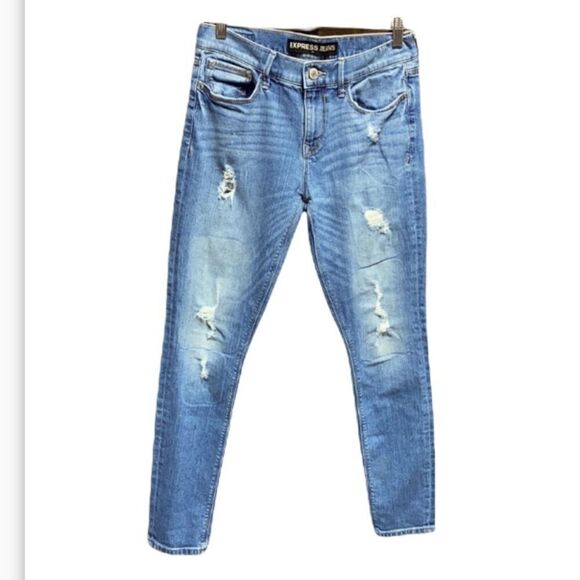 Express Mid Rise Legging Distressed Jean - Picture 1 of 6